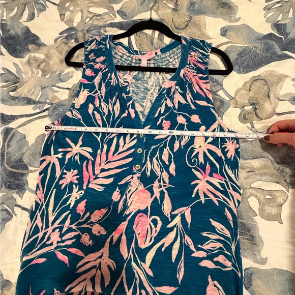*EUC* Lilly Pulitzer Blue and Pink Tropical Print Maxi Dress - Picture 7 of 8